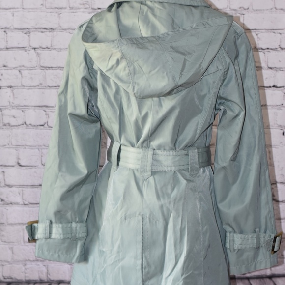JONES NEW YORK Women's Hooded Double Breasted Belted Button Trench Coat Petite M - Picture 2 of 13